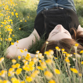 Woman in flowers